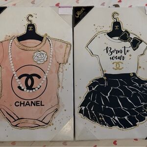 2 OLIVER GAL 18”X12” CANVAS WALL ART FRAMES CC SET PINK GOLD GIRLS BABY ROOM NEW